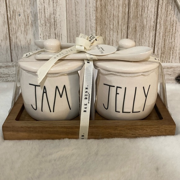 Rae Dunn Jam & Jelly Containers with Lids & Spoons - Picture 1 of 8